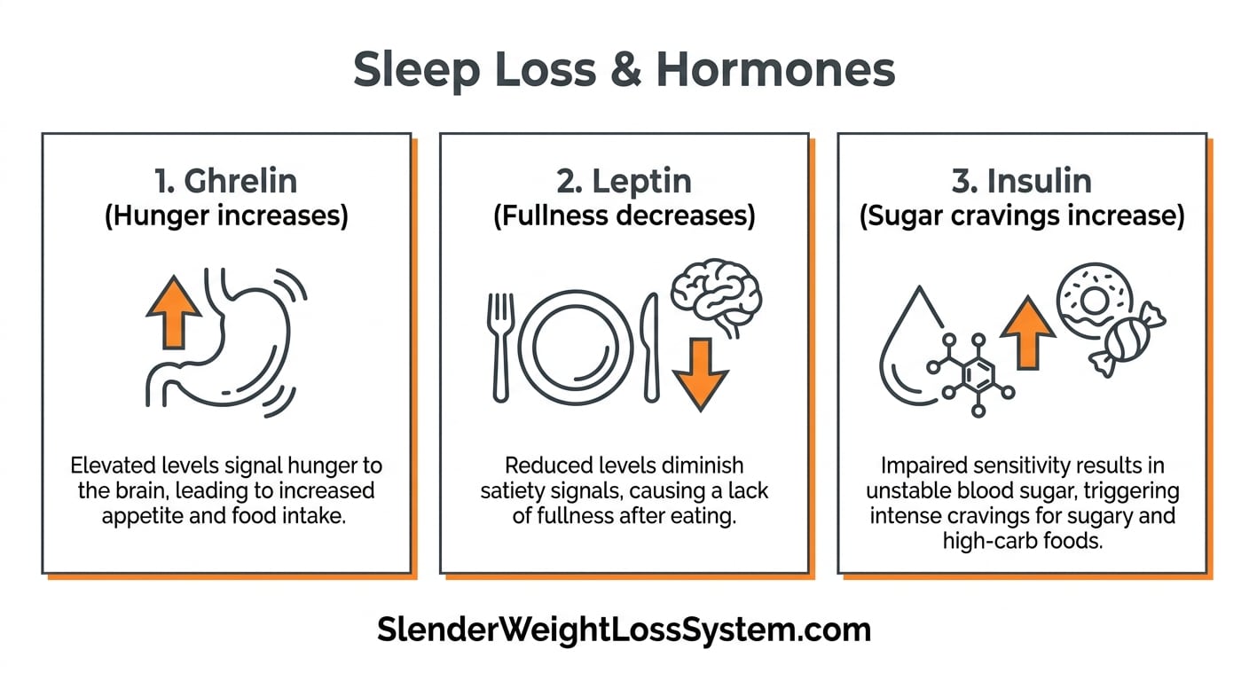 Infographic detailing the hormonal impact of sleep loss